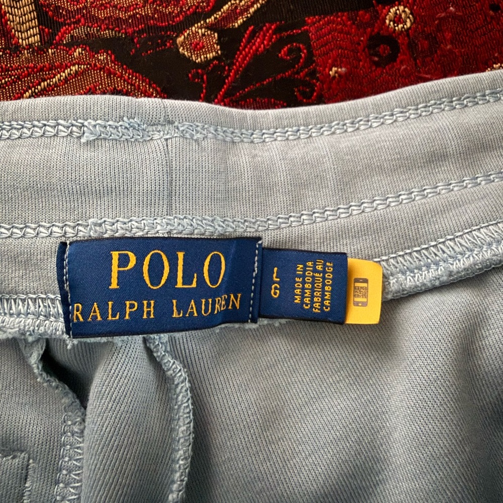 Polo Ralph Lauren Performance Double-Knit Light Sky Blue/Navy Blue Pony Joggers - Picture 4 of 6